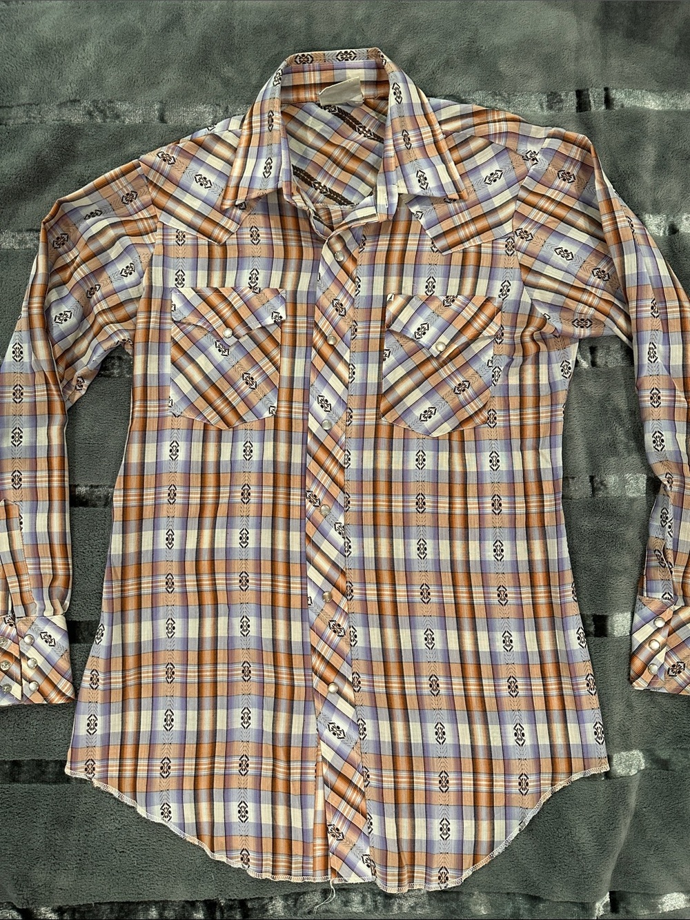 Vintage Western Dan River Pearl Snap Shirt. Gorgeous plaid w/metallic thread! 🏜️